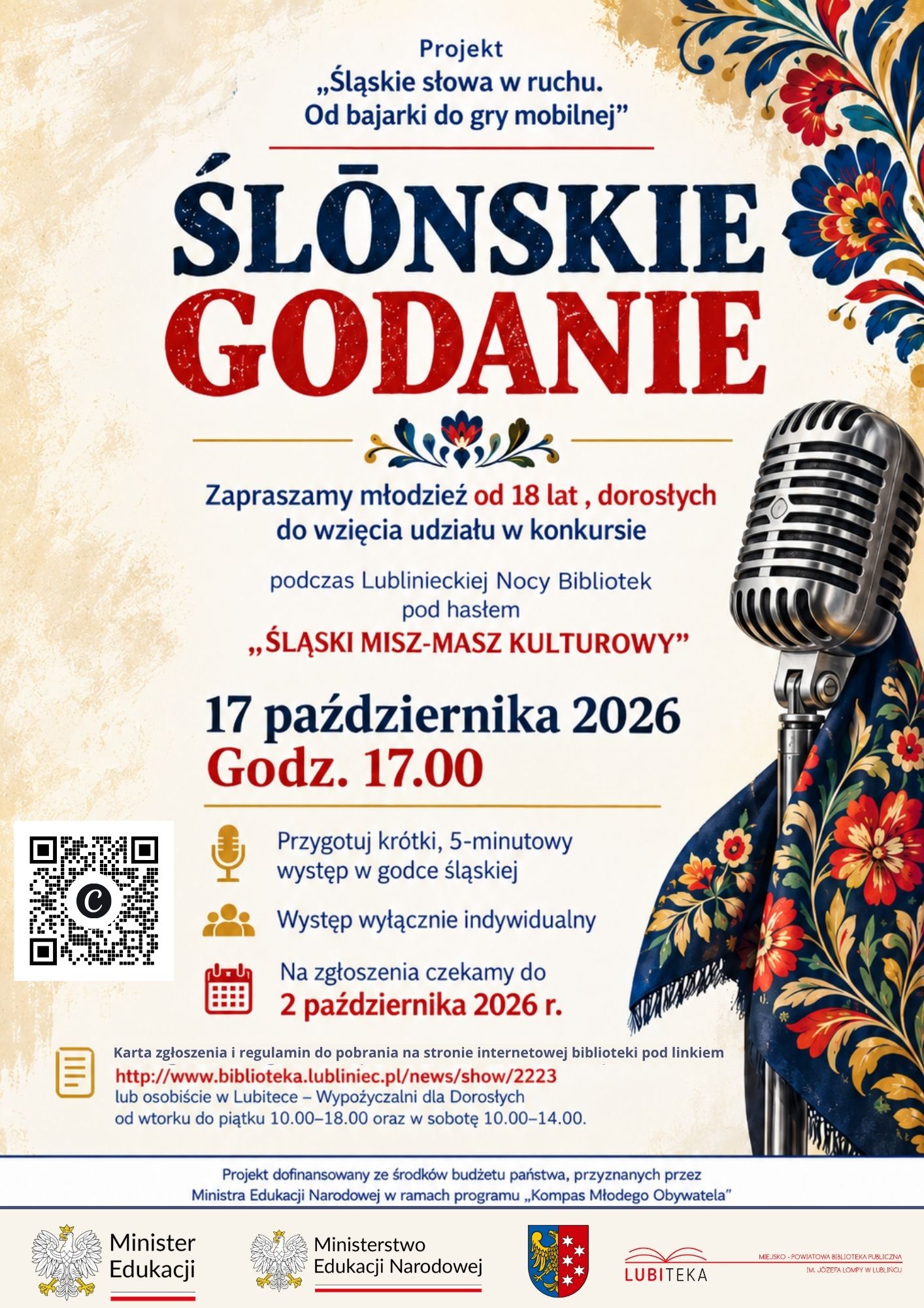 Plakat konkursu ŚLŌNSKIE GODANIE